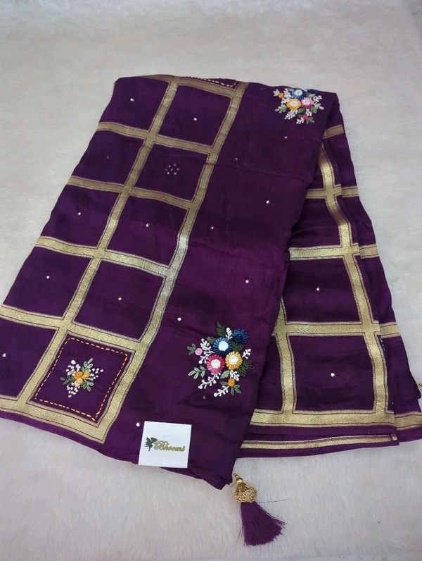 Pure Crepe Designer  - Purple