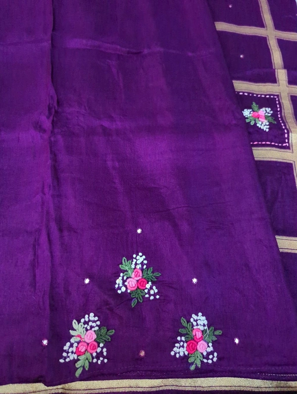 Pure Crepe Designer  - Purple