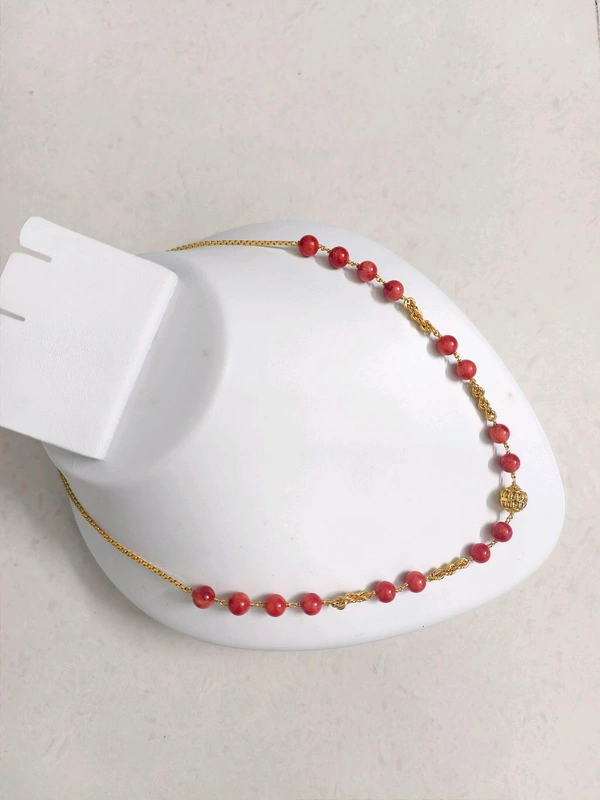 Real Corals Beads Mala With Gold Ball