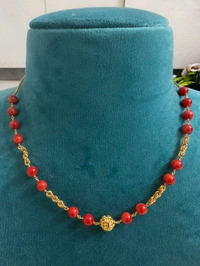 Real Corals Beads Mala With Gold Ball