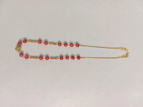 Real Corals Beads Mala With Gold Ball