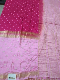 Designer Crepe Bandhej - pink