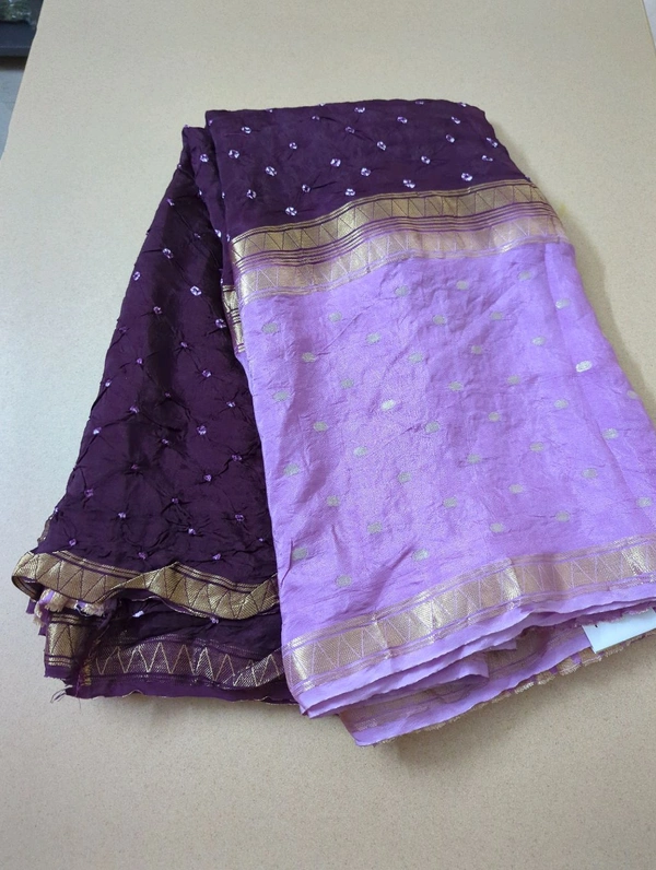 Designer Crepe Bandhej - Purple