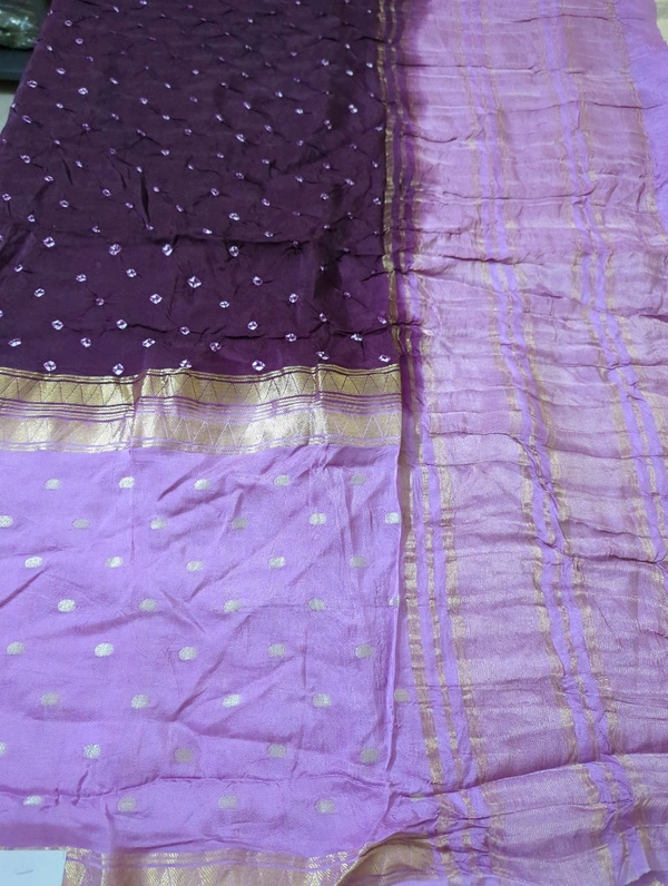 Designer Crepe Bandhej - Purple