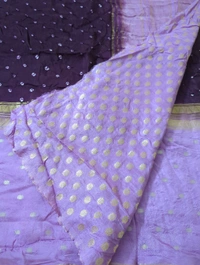 Designer Crepe Bandhej - Purple