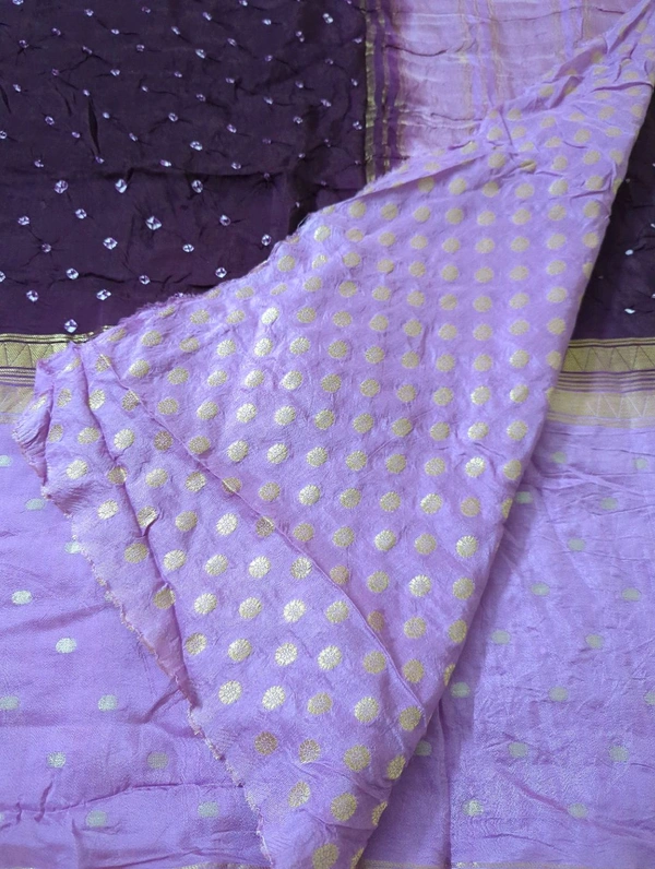 Designer Crepe Bandhej - Purple