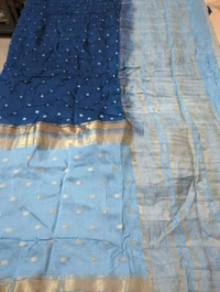 Designer Crepe Bandhej - Blue