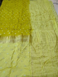Designer Crepe Bandhej - Yellow