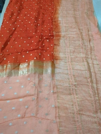 Designer Crepe Bandhej - orange