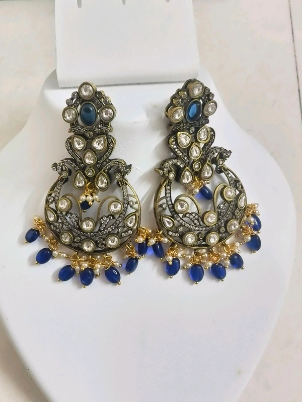 Victorian Big Size Chandbalis - Blue