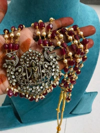 Handmade Beads Mala With Victorian , Krishna Pendant And Earrings 