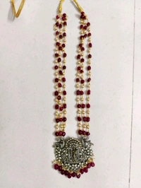 Handmade Beads Mala With Victorian , Krishna Pendant And Earrings 