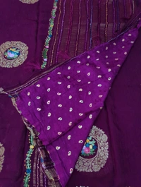 Pure Chiffon Chinnon Handwork  - purple
