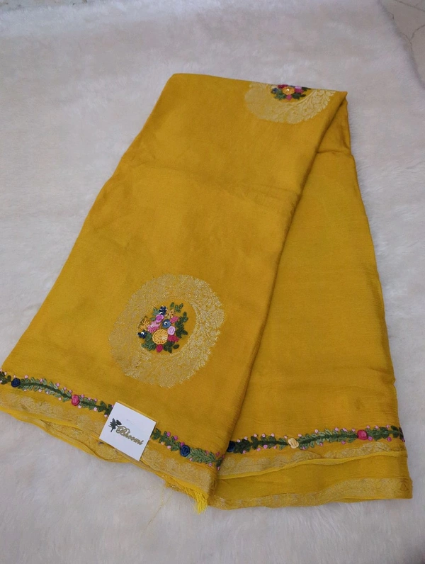 Pure Chiffon Chinnon Handwork  - Gold
