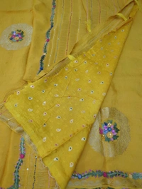 Pure Chiffon Chinnon Handwork  - Gold