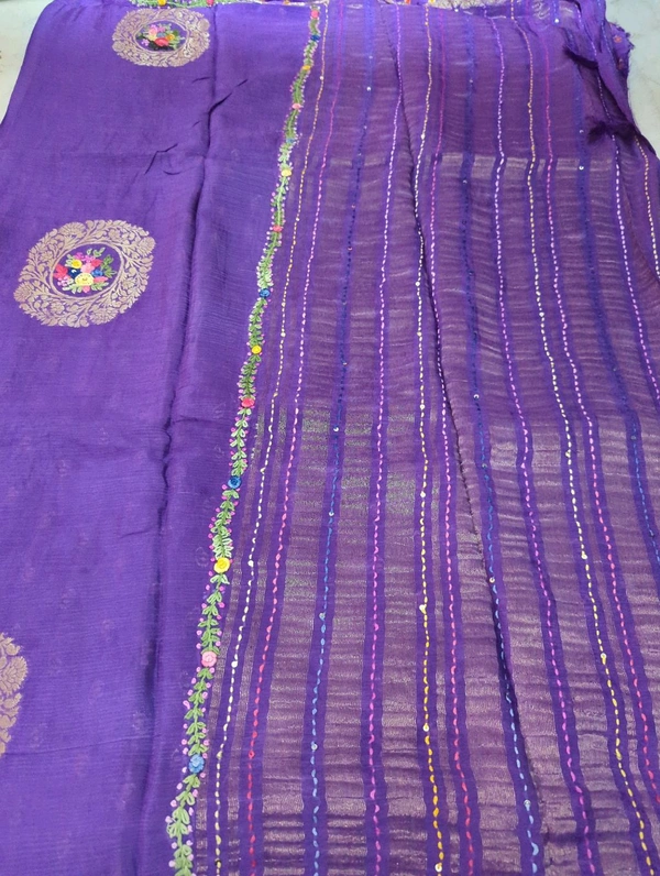 Pure Chiffon Chinnon Handwork  - Heliotrope