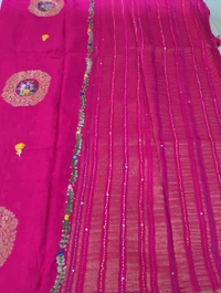 Pure Chiffon Chinnon Handwork  - pink