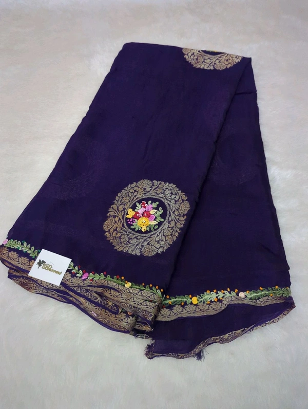 Pure Chiffon Chinnon Handwork  - Pigment Indigo