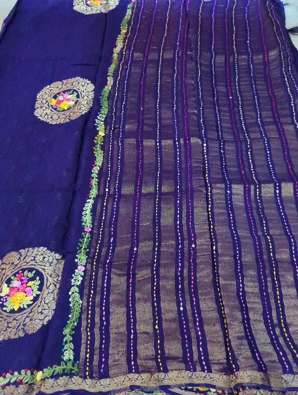 Pure Chiffon Chinnon Handwork  - Pigment Indigo