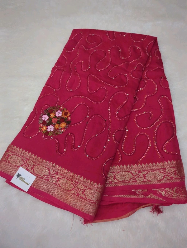 Designer Dola Hand Work  - pink