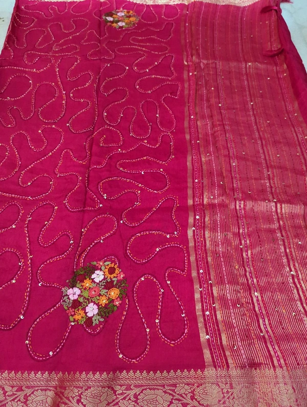 Designer Dola Hand Work  - pink