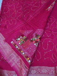 Designer Dola Hand Work  - pink