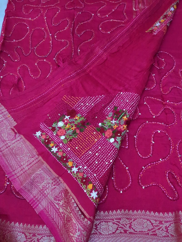 Designer Dola Hand Work  - pink