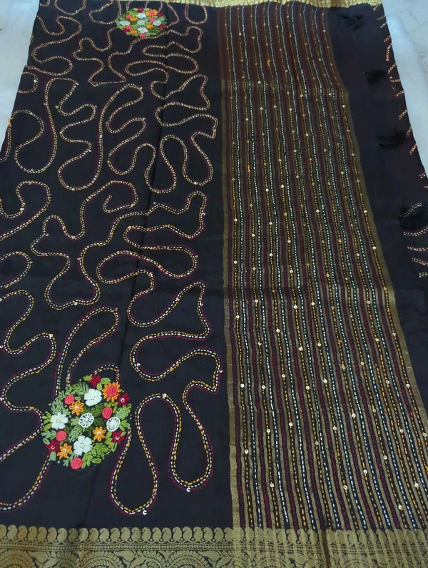 Designer Dola Hand Work  - Black