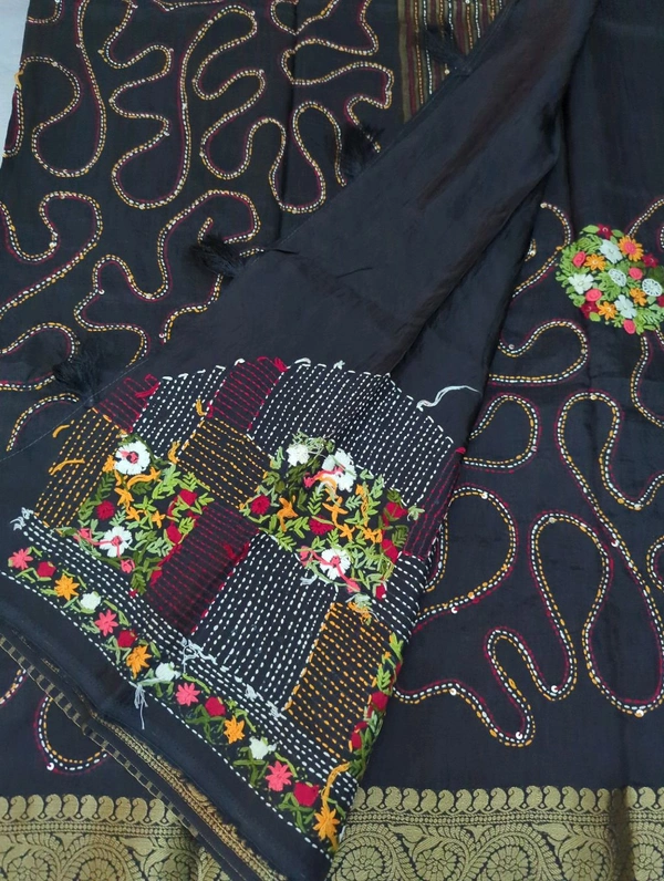 Designer Dola Hand Work  - Black