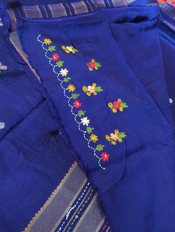 Premium Dola With Handwork  - Pigment Indigo