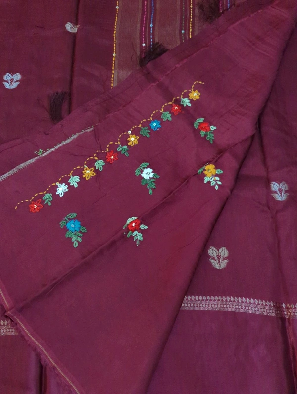 Premium Dola With Handwork  - Maroon