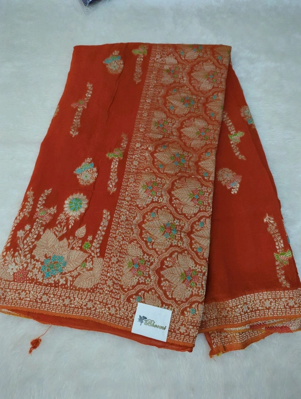 Pure Chiffon Designer  - orange