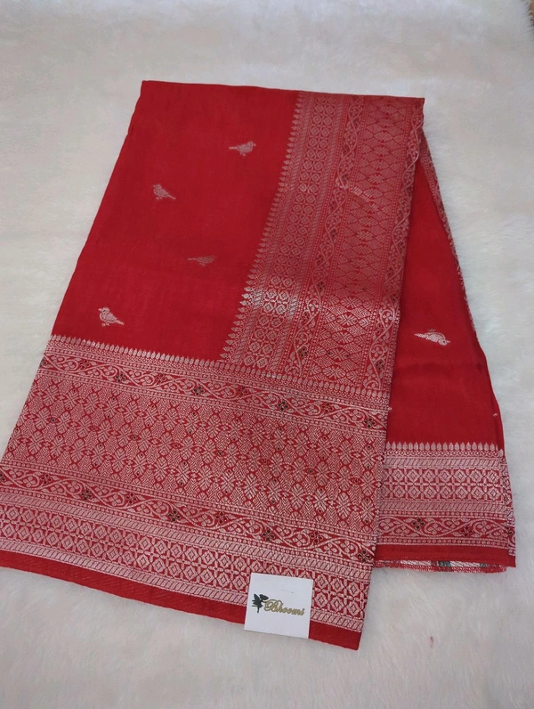 Premium Soft Raw Silk  - red
