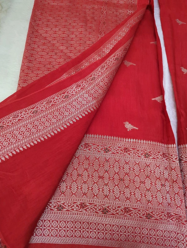 Premium Soft Raw Silk  - red