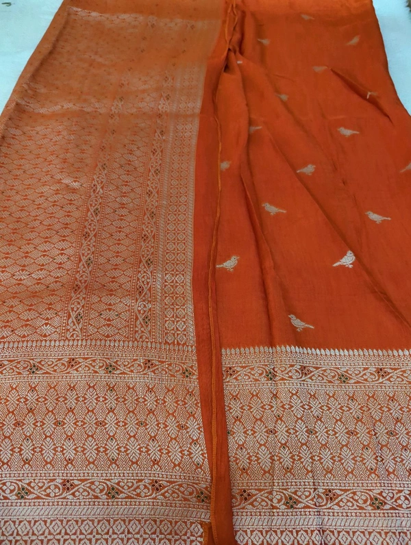 Premium Soft Raw Silk  - orange
