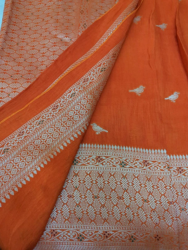 Premium Soft Raw Silk  - orange