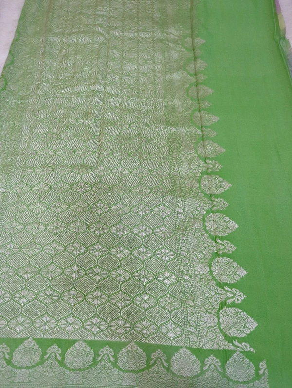 Pure Handloom Chiffon Georgette - Snowy Mint