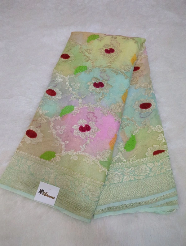 Pure Handloom Chiffon Georgette - Jungle Mist