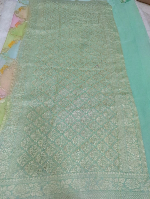 Pure Handloom Chiffon Georgette - Jungle Mist