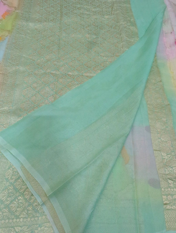 Pure Handloom Chiffon Georgette - Jungle Mist