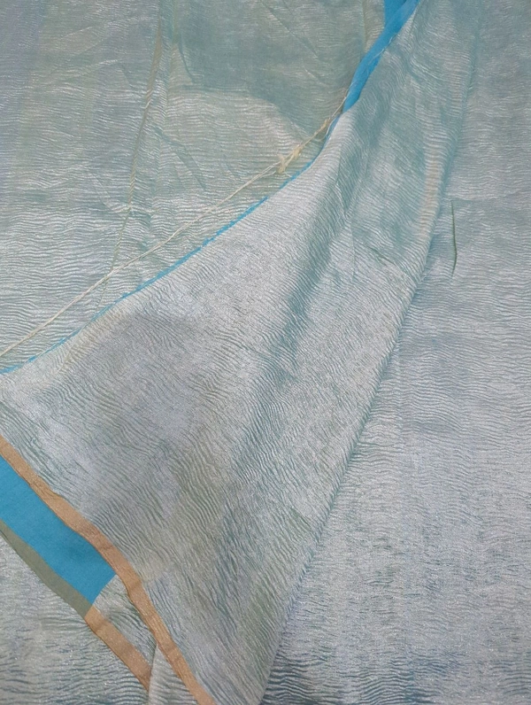 Pure Dupion Crush Designer  - sky blue