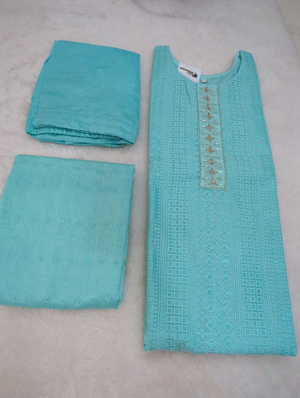 Chikan Kari 3 Piece Suit - Jungle Mist, 46