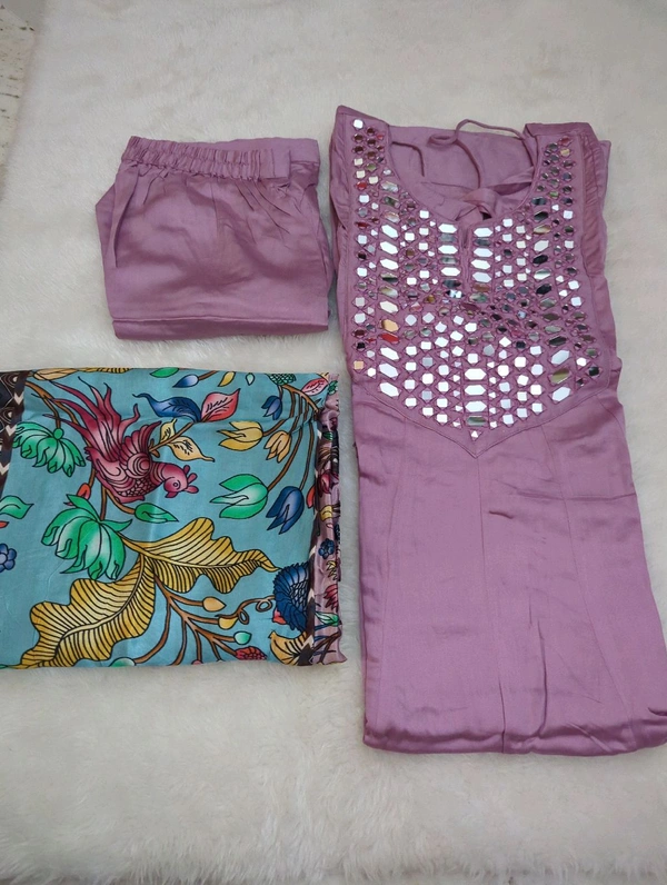 Premium Pure Model Silk Suit  - Mauve, 36