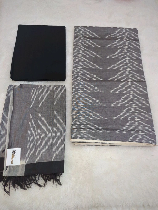 Premium Ikkath Merserised Suit Material  - Black