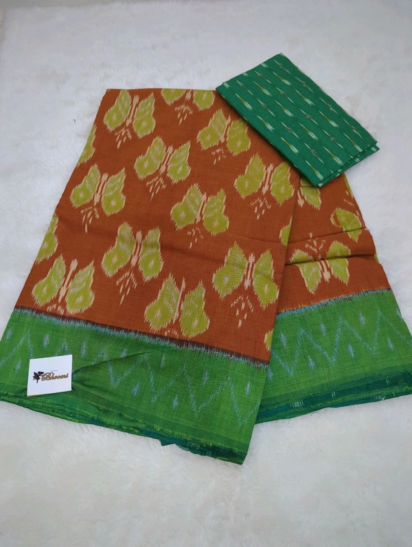Premium Pure Handloom Ikkath Cotton  - Green