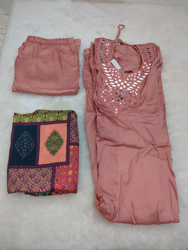 Premium Pure Model Silk Suit  - Pink, 40