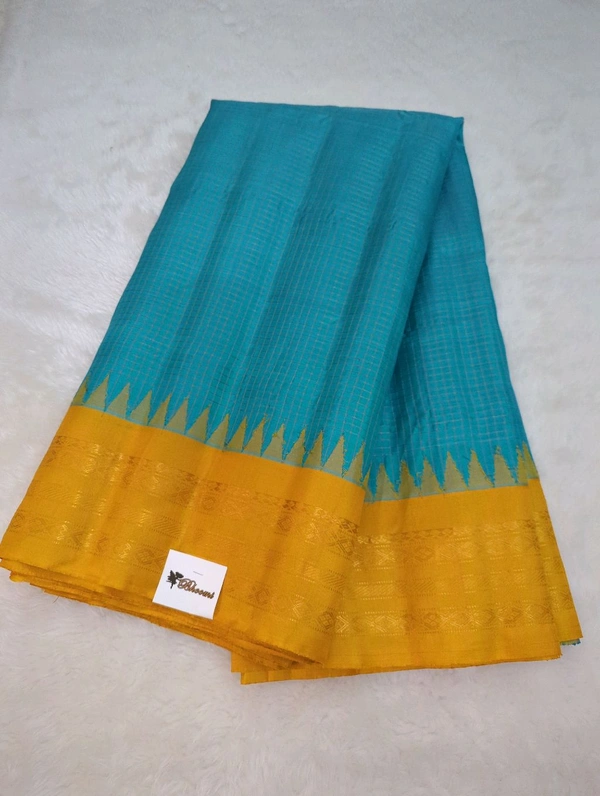 Pure Handloom Gadwal Pattu  - sky blue