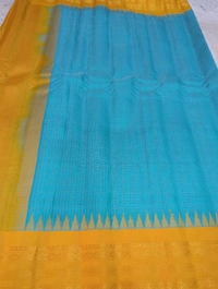 Pure Handloom Gadwal Pattu  - sky blue