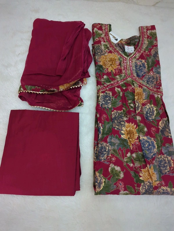 Designer Alia Cut 3 Piece Suit  - red, 44