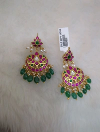Gold Copy Jadua Kundan Earrings  - Vz